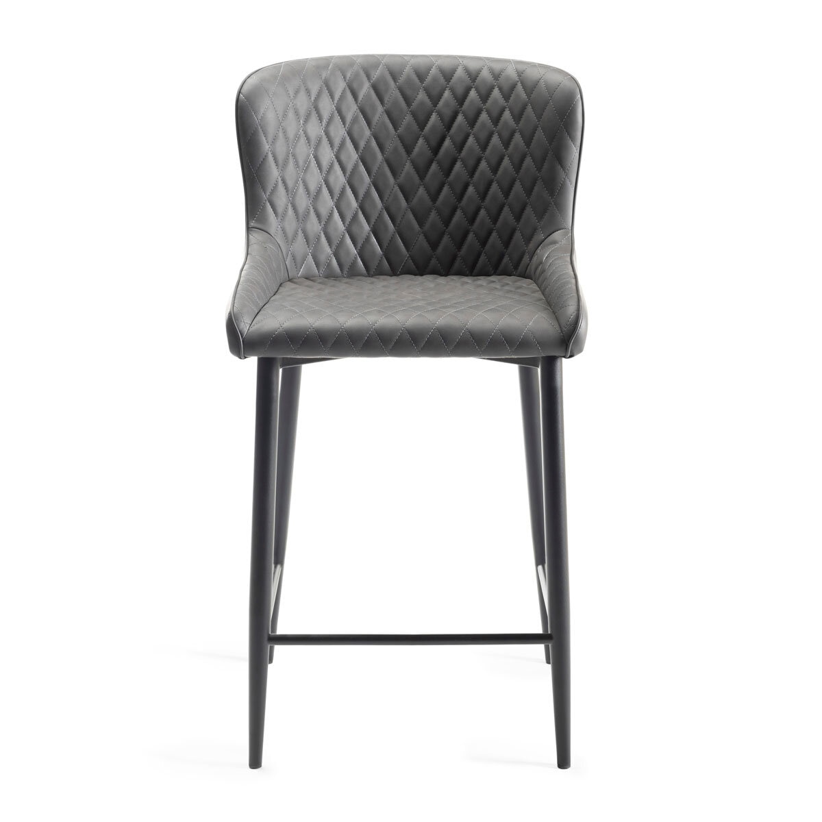 Bentley Designs Grey Faux Leather Diamond Stitch Bar Stool, 2 Pack