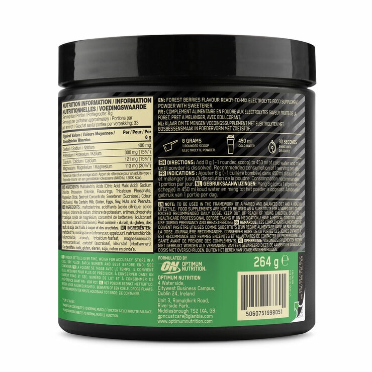 Optimum Nutrition Electrolyte Powder Forest Berries, 2 x 264g Optimum Nutrition Electrolyte Powder Forest Berries, 2 x 264g