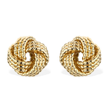 14ct Yellow Gold Textured Knot Stud Earrings