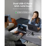 Anker Prime 140W 4-Port GaN Charger with 0.9 m 240W USB-C to USB-C Cable and 1.8 m 240W USB-C to USB-C Cable