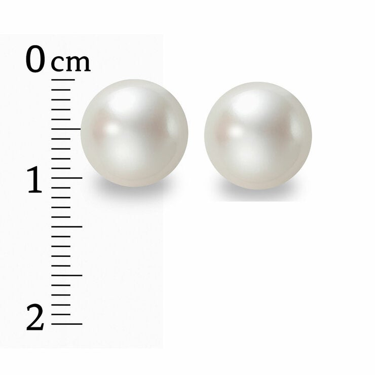10.5-11mm Cultured Freshwater White Pearl Earrings, 14ct Yellow Gold 10.5-11mm Cultured Freshwater White Pearl Earrings, 14ct Yellow Gold