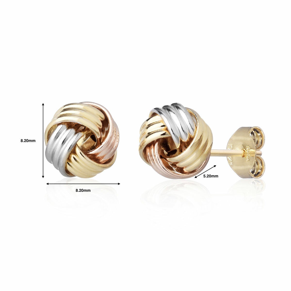 14ct Tri Colour Gold Knot Earrings 14ct Tri Colour Gold Knot Earrings