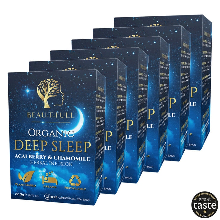 Beau-T-Full Tea Organic Deep Sleep Tea Bags, 6 x 15 Pack Beau-T-Full Tea Organic Deep Sleep Tea Bags, 6 x 15 Pack