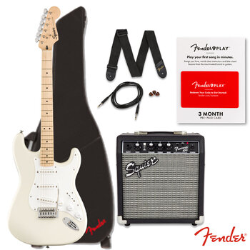 Squier® Stratocaster by Fender® Electric Guitar Bundle in White