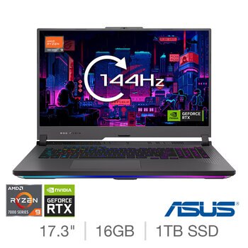 ASUS ROG Strix G17, AMD Ryzen 9, 16GB RAM, 1TB SSD, NVIDIA GeForce RTX 4060, 17.3 Inch Gaming Laptop, G713PV-HX048W