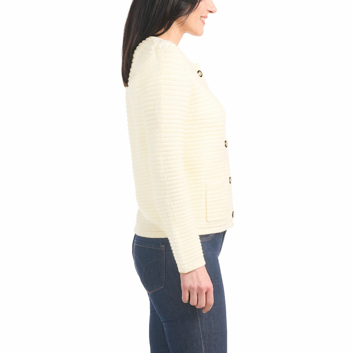 Hilary Radley Textured Knit Jacket in Cream