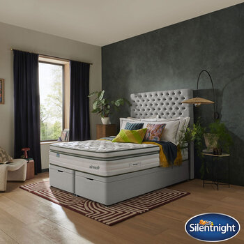 Silentnight AirMesh® 3000 Pocket Boxtop Mattress & Slate Grey Full Ottoman Divan in 3 Sizes
