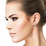 1.52ctw Princess & Round Brilliant Cut Diamond Hoop Earrings, 18ct White Gold