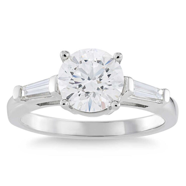 3.46ctw Round Brilliant Cut Diamond Baguette Ring, Platinum Costco UK