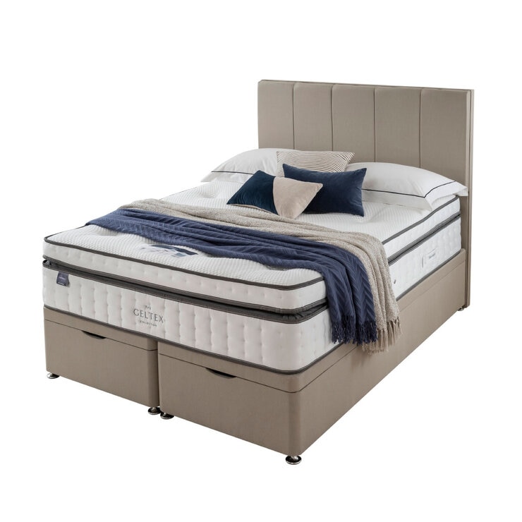 Silentnight Geltex Ultraflex 3000 Mirapocket Mattress & Full Ottoman Divan in Sandstone, King in 2 Firmness Ratings