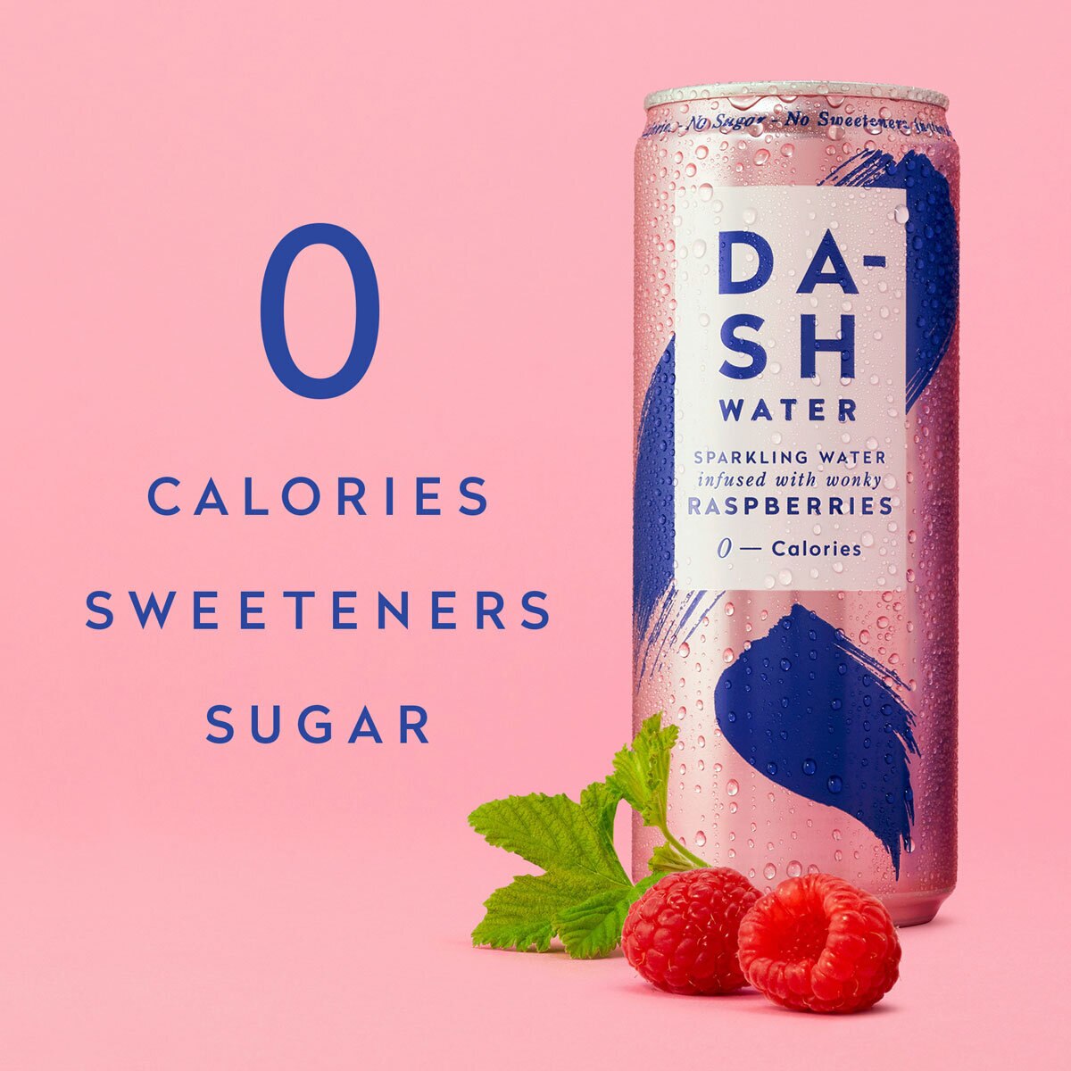 Lifestyle image of can with information on pink background