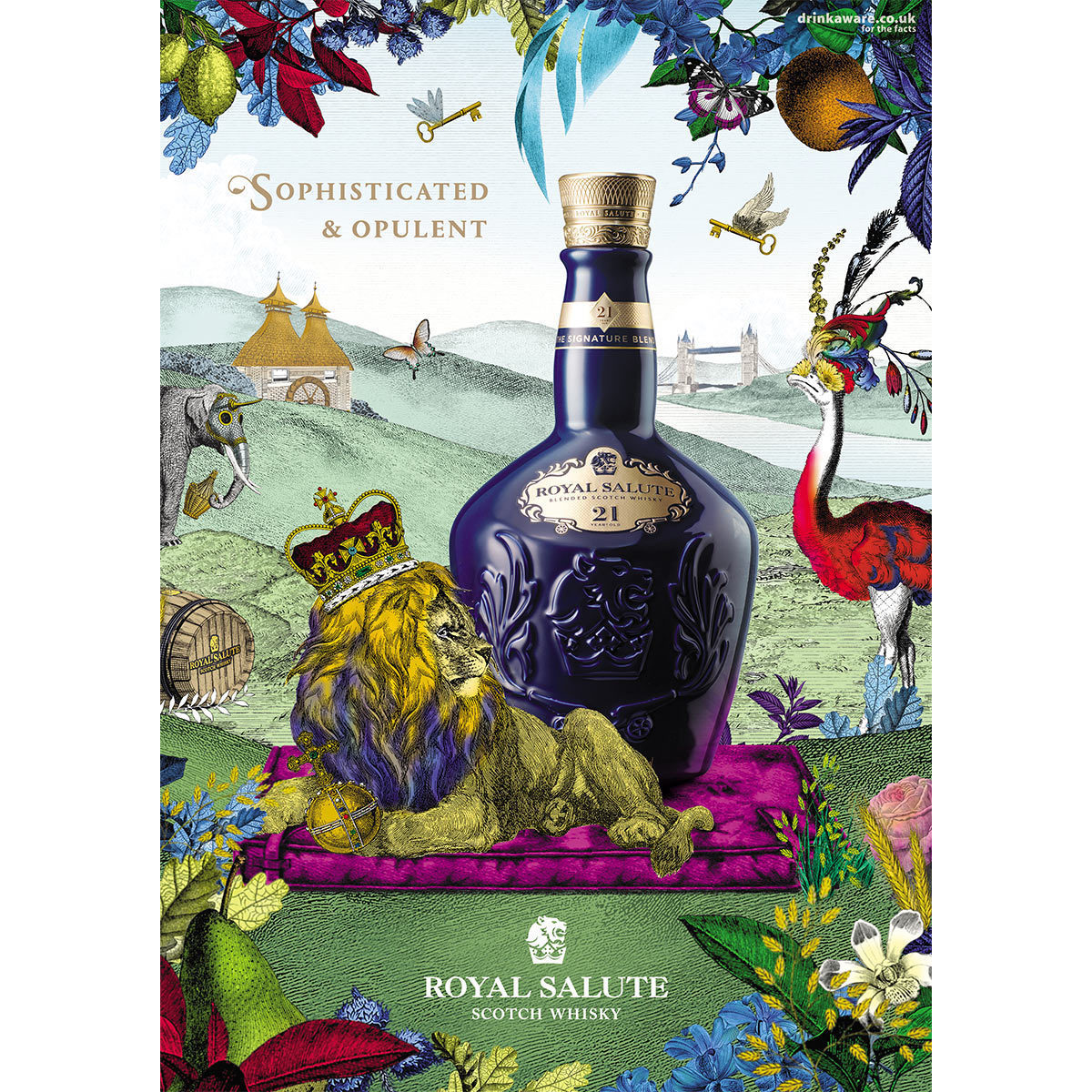 Royal Salute 21 Year Old Whisky, 70cl in Sapphire Flagon Sophisticated and Opulent