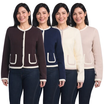 Dalia Ladies Contrast Trim Cardigan