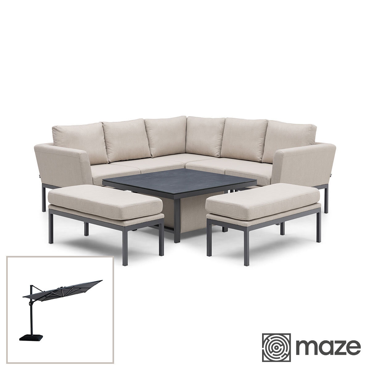 Pulse Corner Dining Set with Square Height Adjustable Table