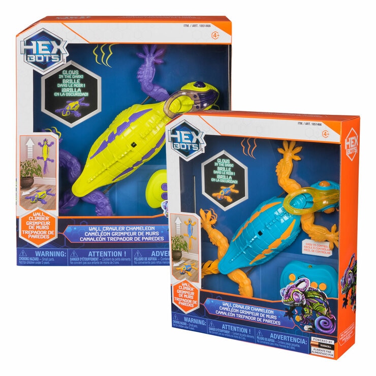 HEX BOTS Wall Crawler Chameleon, Rechargeable Remote Control Robot (4+ Years)