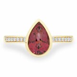 Pear Cut Garnet & 0.09ctw Diamond Ring, 18ct Yellow Gold