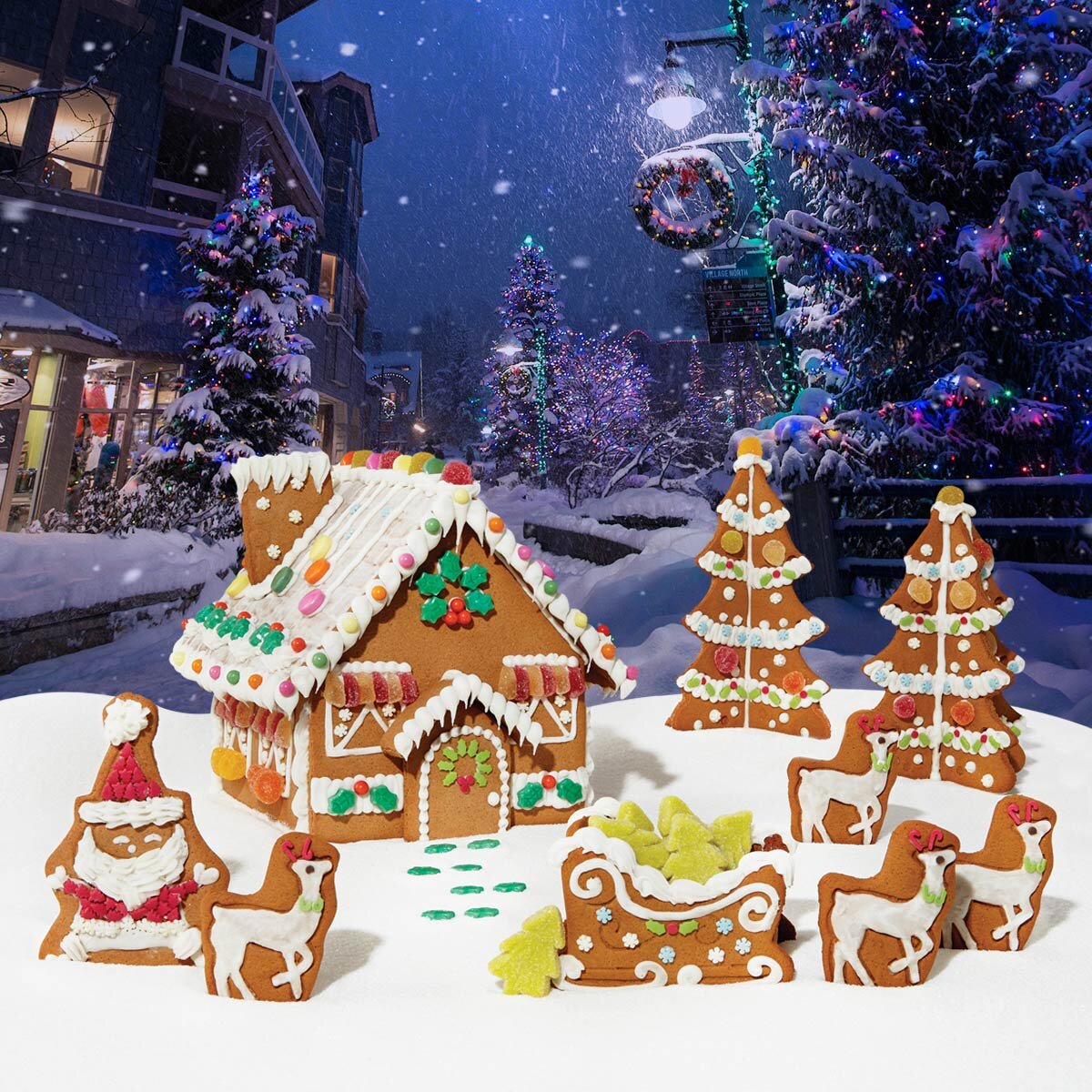 Gingerbread House with Santa, Sleigh & Tree Kit, 1.74kg