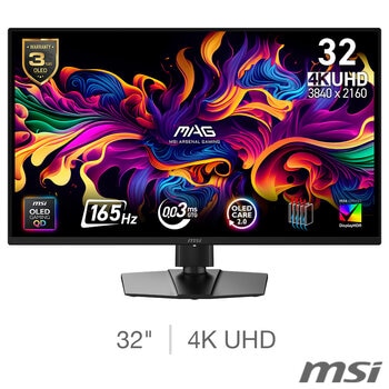 MSI MAG 322UP E16 32 inch 4K Ultra HD 165Hz OLED Gaming Monitor, 9S6-3DD29A-044