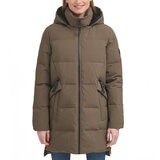 DKNY Women's Long Down Puffer Coat in Olive