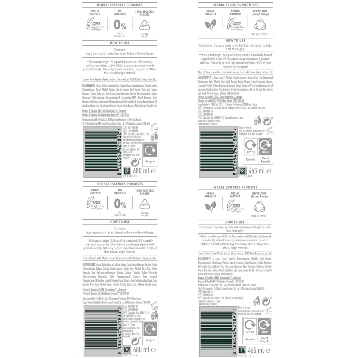 Herbal Essences Bio Renew Shampoo, 680ml and Conditioner, 465ml in 2 Options