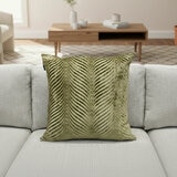 Malini Rada Olive Velvet Feather Fill Cushion, 56 x 56 cm Malini Rada Olive Velvet Feather Fill Cushion, 56 x 56 cm