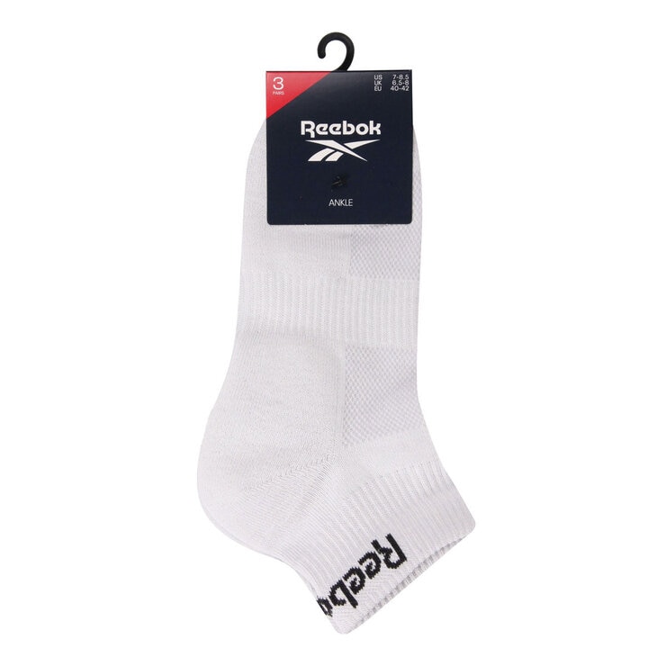Reebok Unisex Essential Ankle Socks 6 Pack in White Reebok Unisex Essential Ankle Socks 6 Pack in White