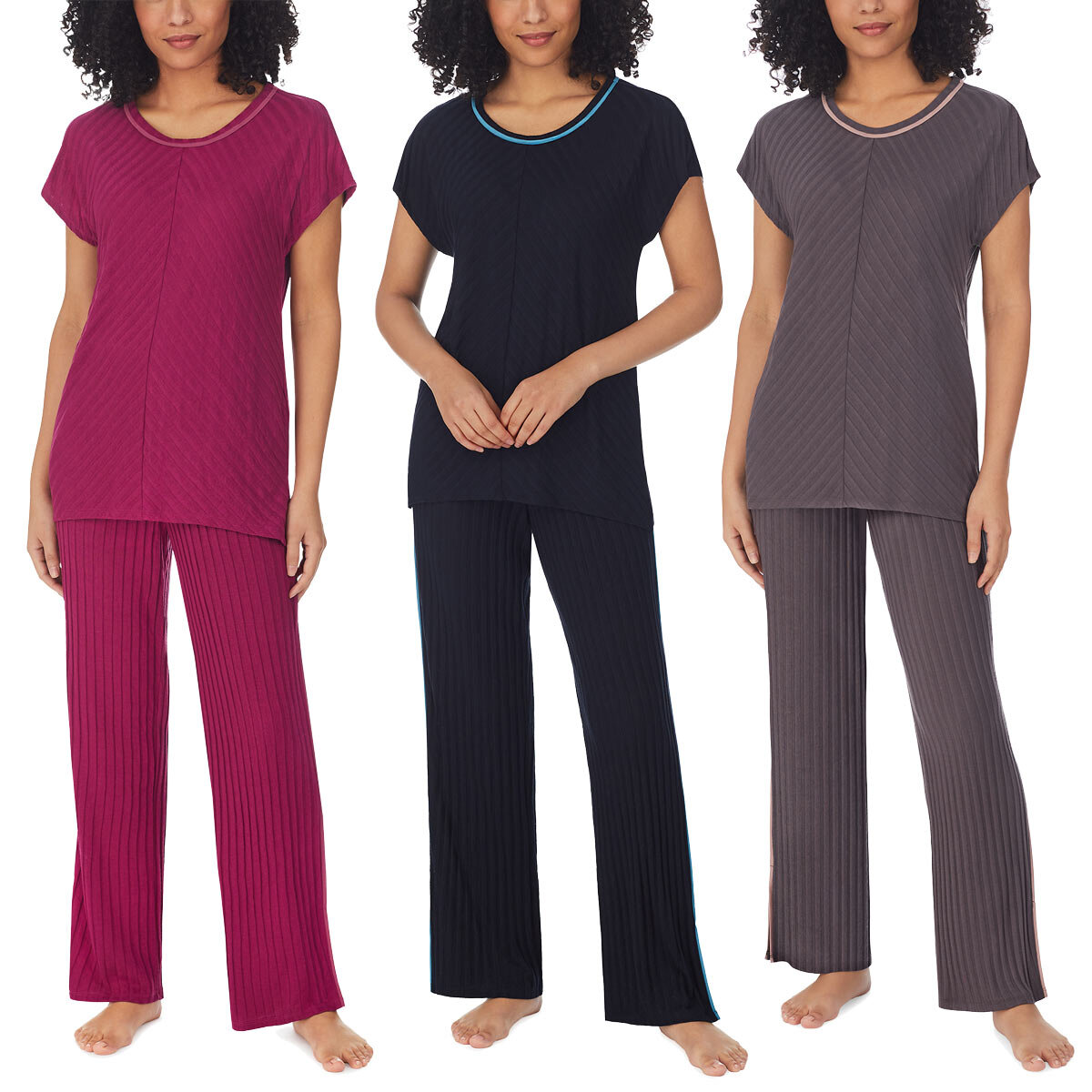 Carole Hochman Midnight Ladies' Ribbed 2 Piece PJ Set in 3 Colours and 4 Sizes