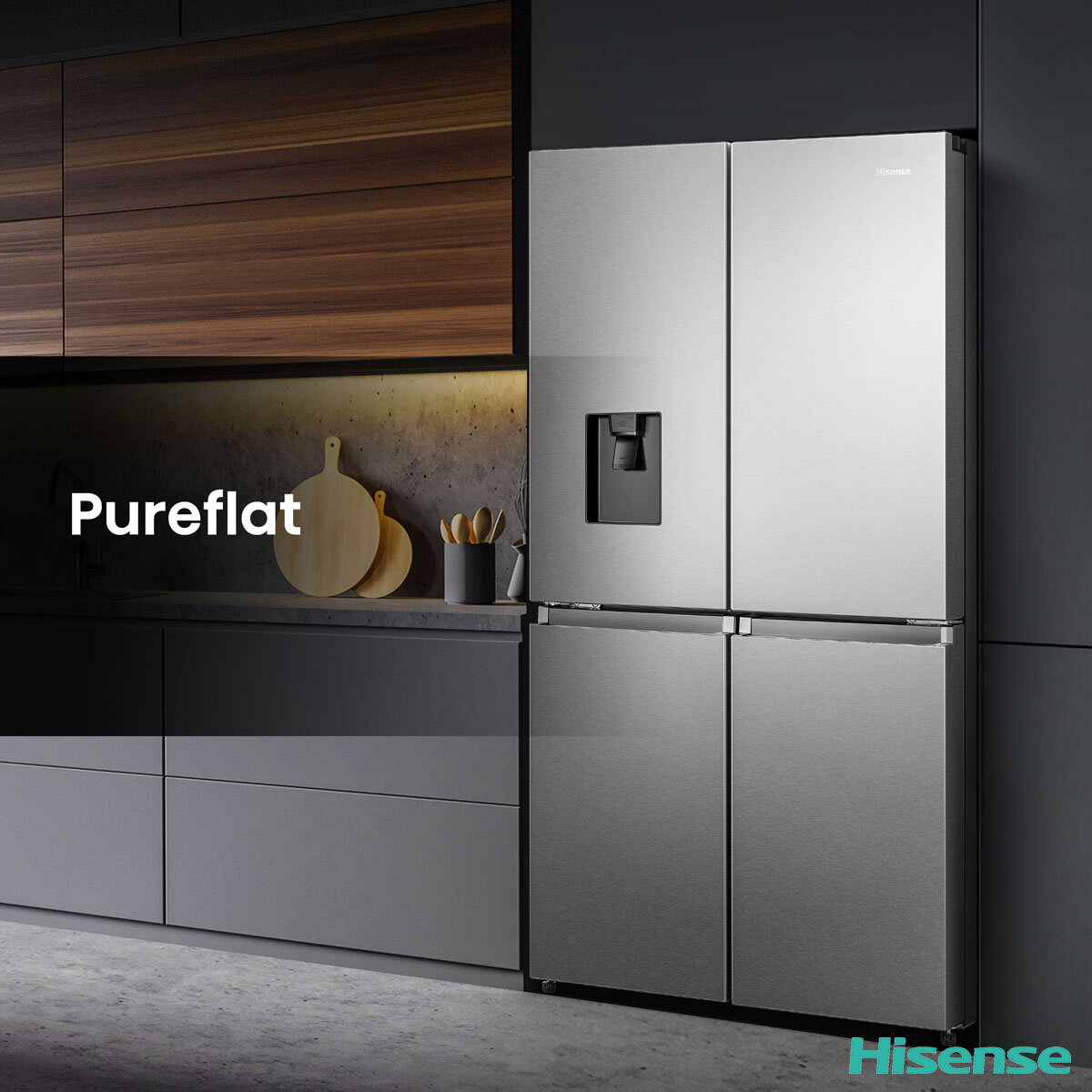 Hisense RQ758N4SWSE, Pureflat Multi Door Fridge Freezer, E Rated in Silver