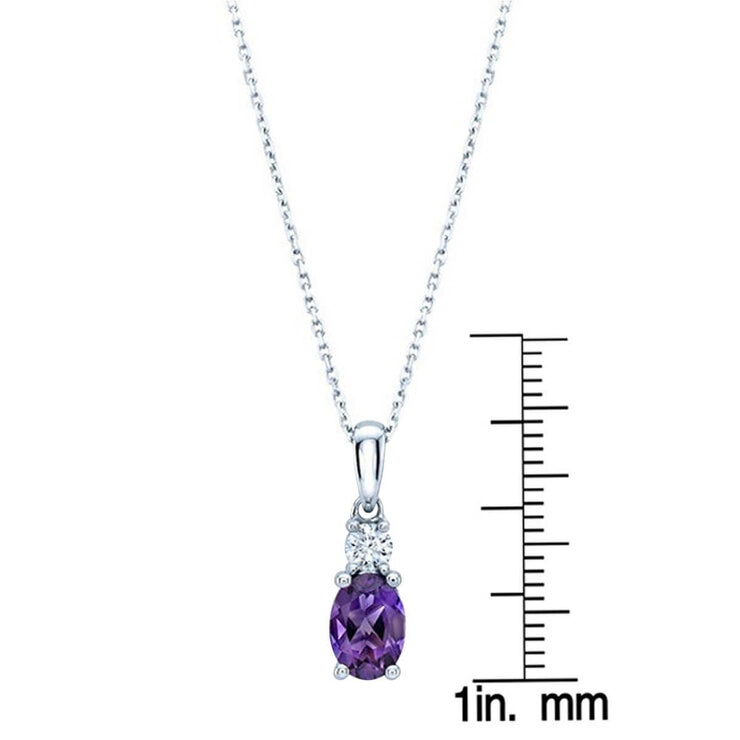 Amethyst and Diamond 14kt White Gold Pendant