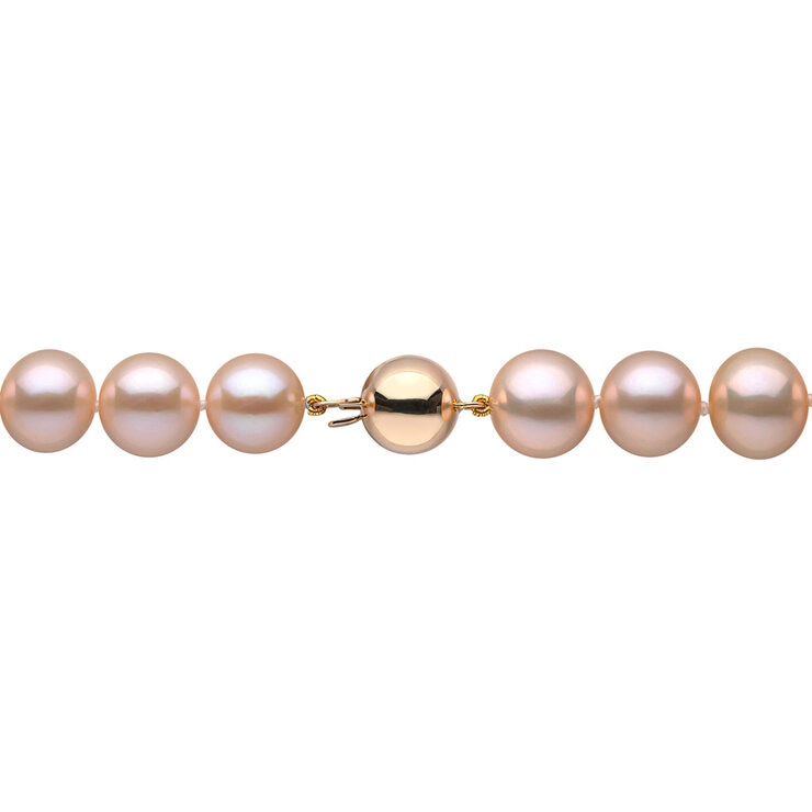 9.5mm-10mm Cultured Freshwater Gold Pearl Necklace, 18ct Yellow Gold
