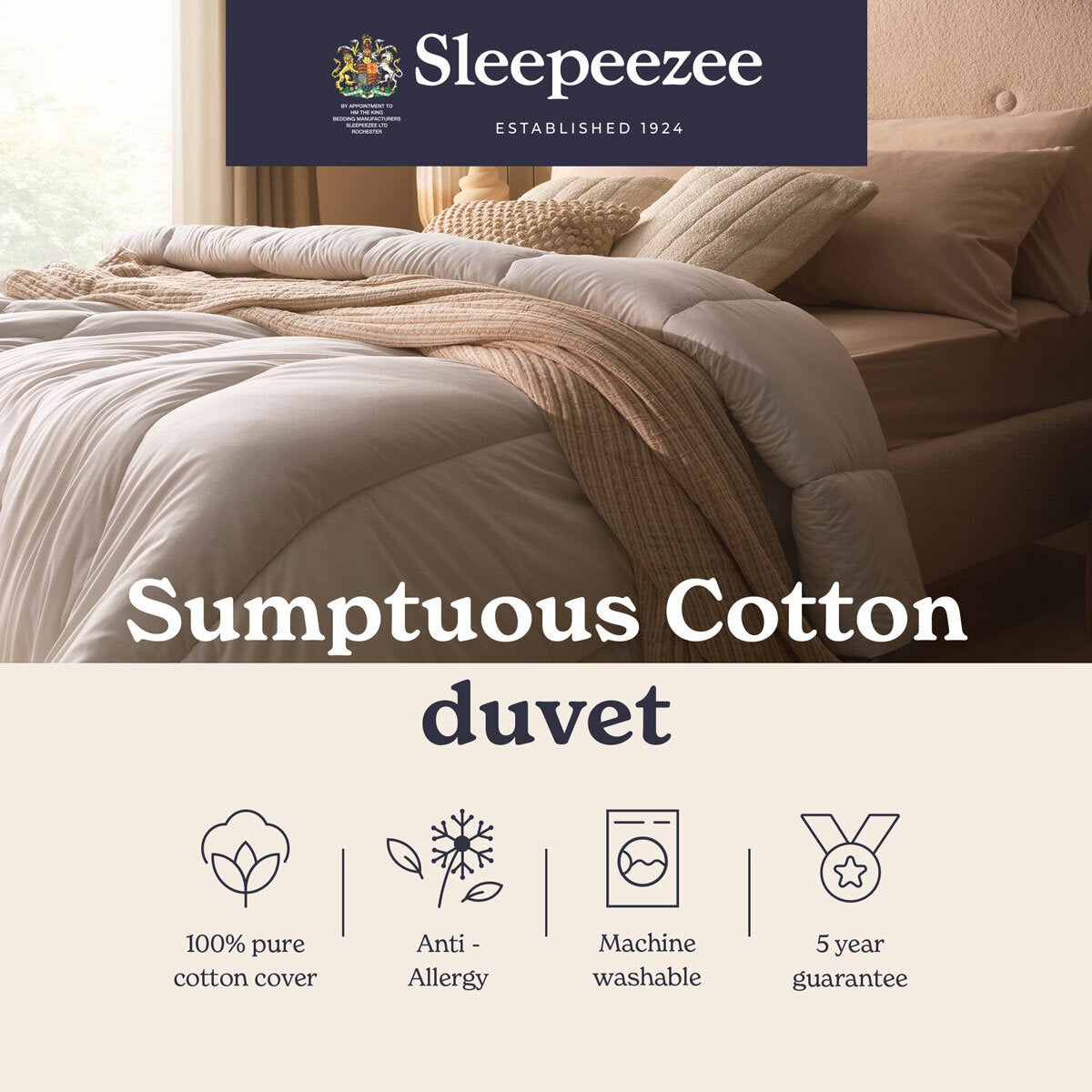 Sleepeezee Sumptuous Cotton 10.5 Tog Duvet In 4 Sizes Sleepeezee Sumptuous Cotton 10.5 Tog Duvet In 4 Sizes