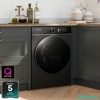 Hisense KitchenFit 5i Series WD5I1045BBQ, 10.5kg / 6kg Washer Dryer, D Rated in Black