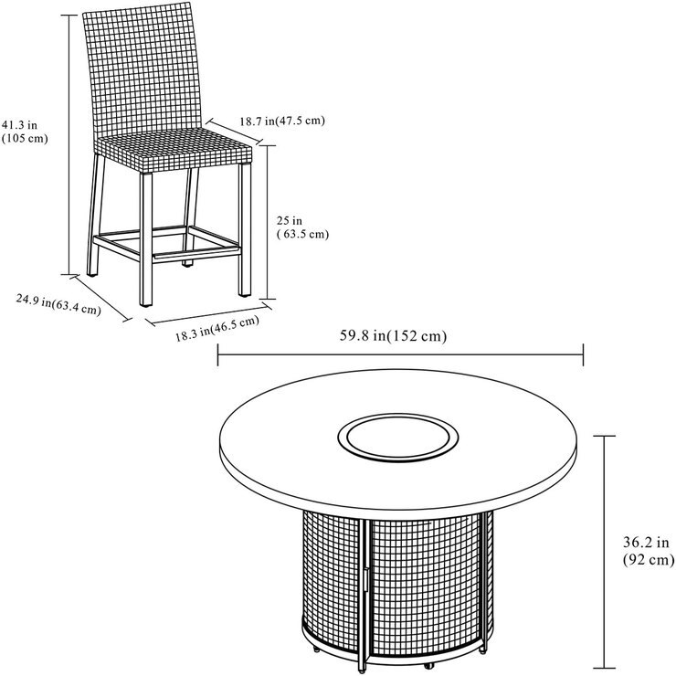 Agio Springdale 7 Piece Bar Height Fire Chat Patio Set + Cover Costco UK