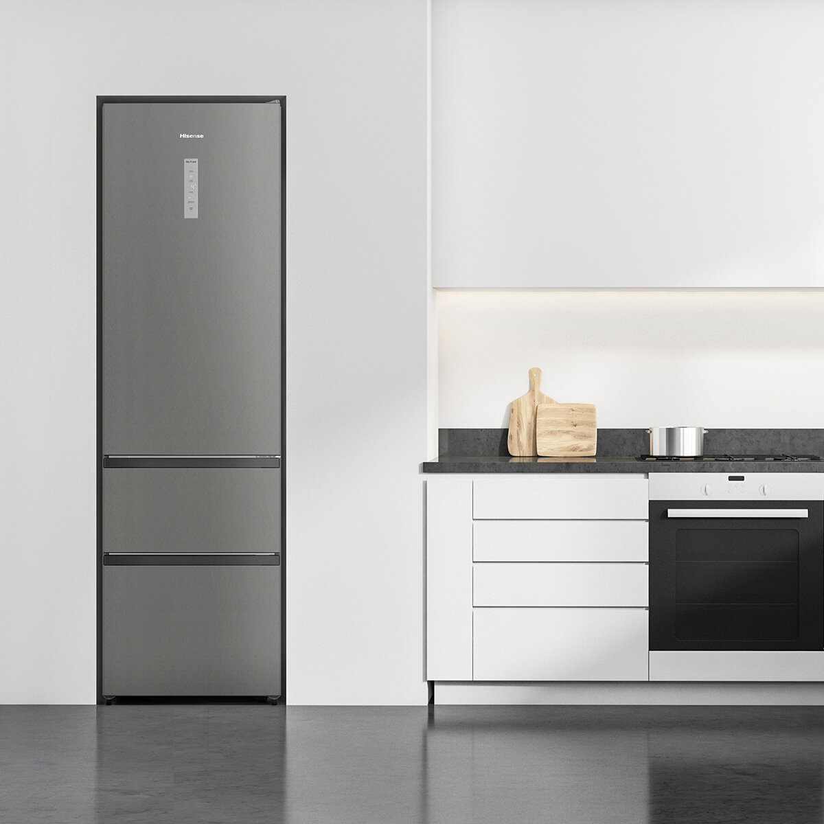 Hisense RM469N4ACDUK Fridge Freezer, D Rated in Stainless Steel