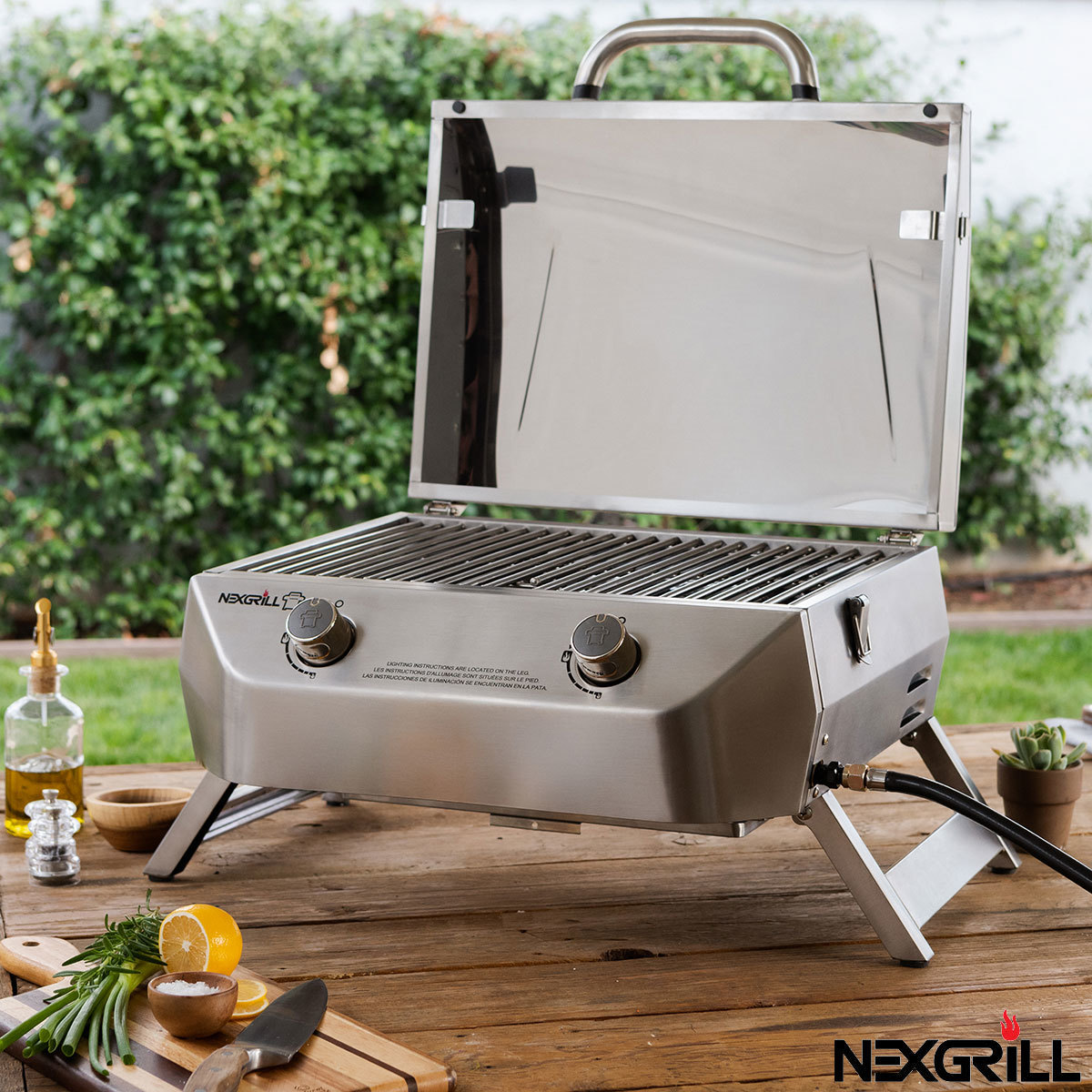 Nexgrill 2 Burner Stainless Steel Table Top Gas ...