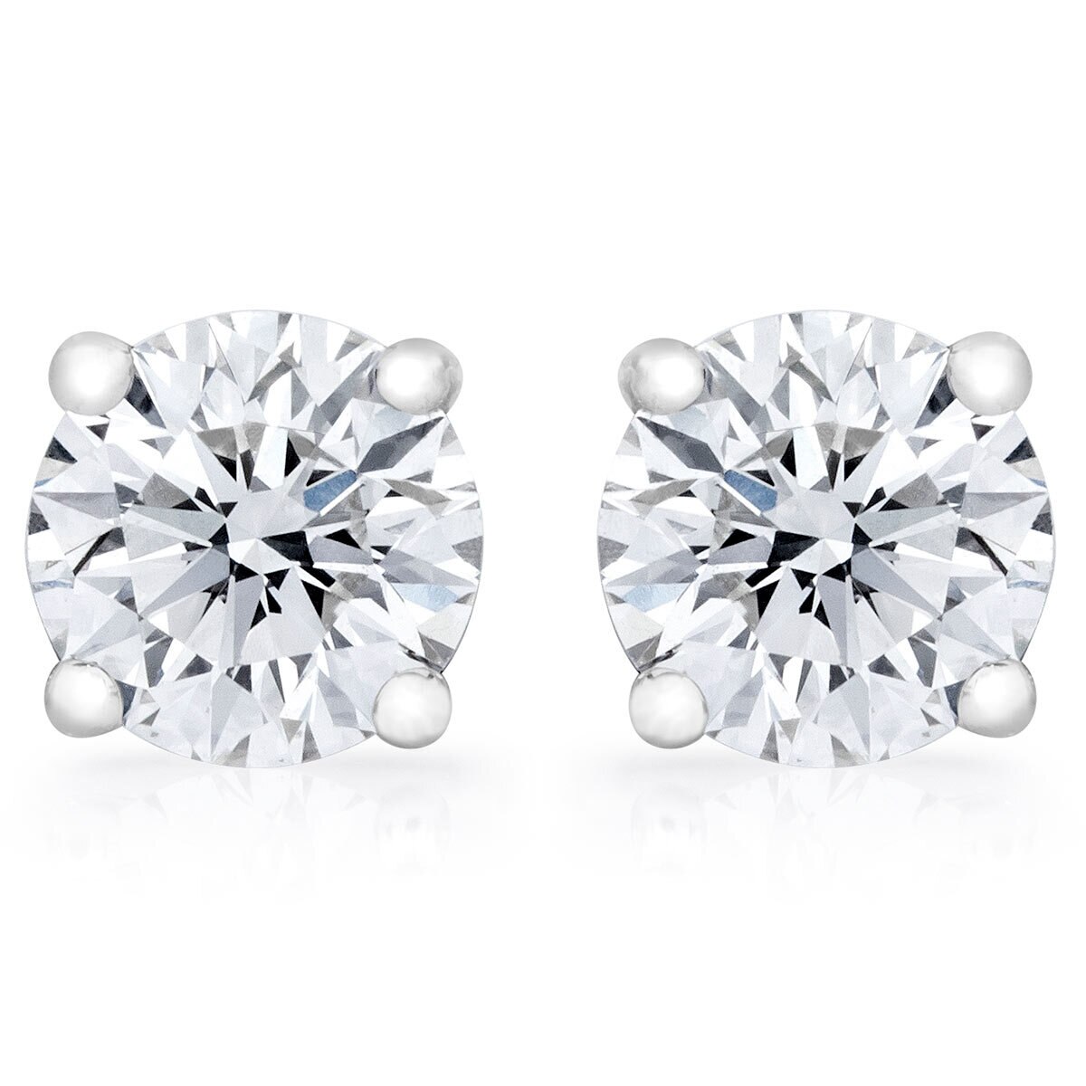 0.70ctw Round Brilliant Cut Diamond Stud Earrings, 18ct White Gold