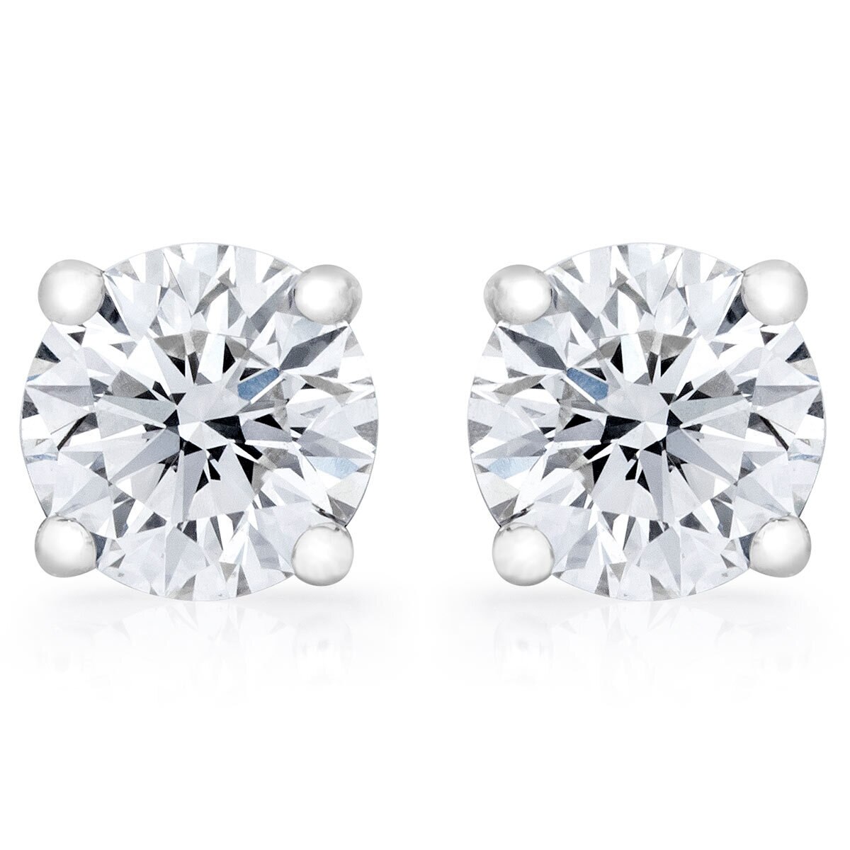 0.70ctw Round Brilliant Cut Diamond Stud Earrings, 18ct White Gold