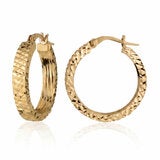 14ct Yellow Gold Textured Hoop Earrings 14ct Yellow Gold Textured Hoop Earrings