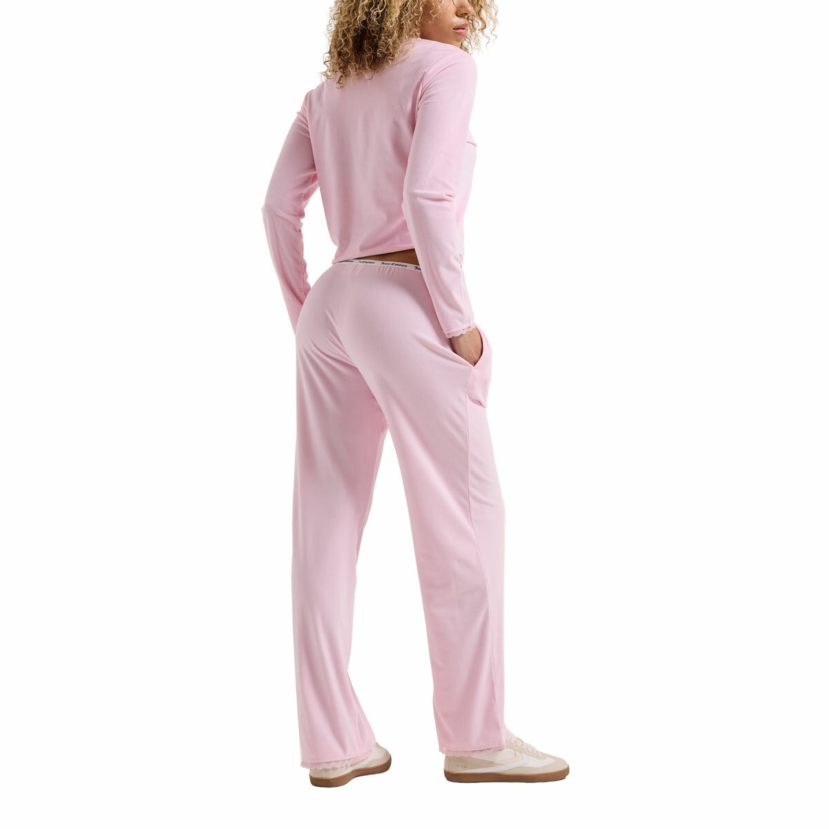 Juicy Couture Ladies 2 Piece Waffle Lounge Set in Pink