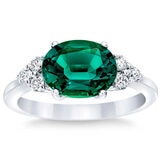 Lab Created Emerald and 0.23ctw Diamond Ring, 14k White Gold