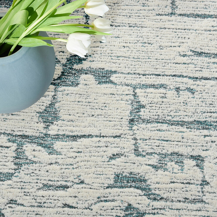 Calvin Klein Sculptural Teal Rug in 2 Sizes