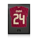 Amadou Onana Signed Framed Belgium Football Shirt with Black Mount