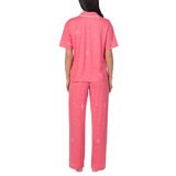 DKNY Ladies Notch Collar 3 Piece PJ Set in Coral