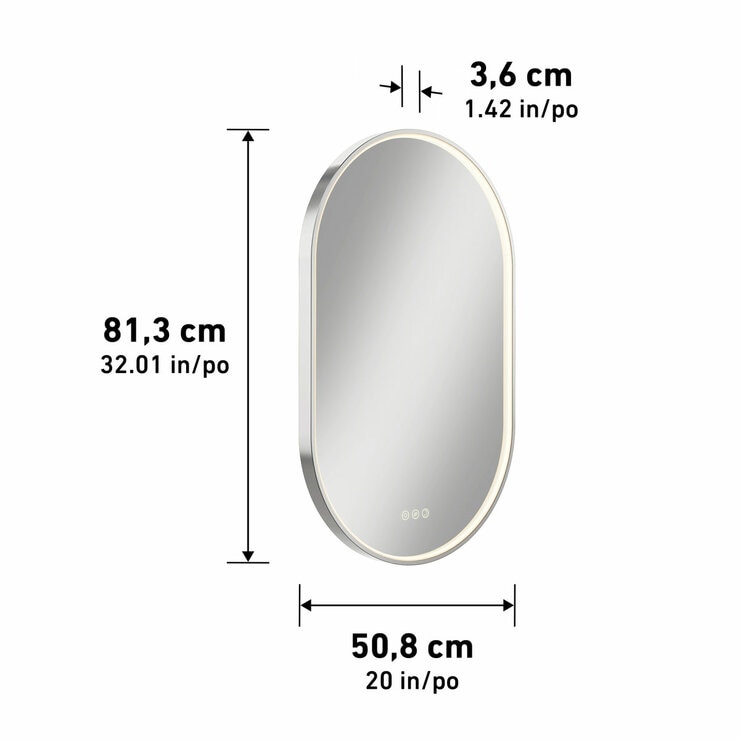 Artika Royce Oval LED Chrome Mirror with Demister