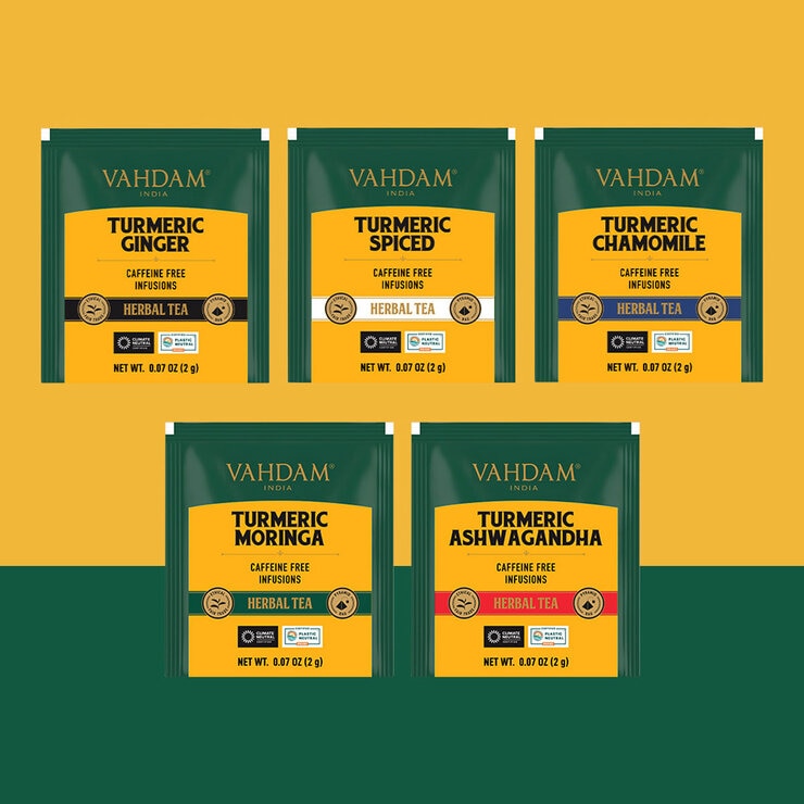 Vahdam Turmeric Tea Variety, 70 Pack