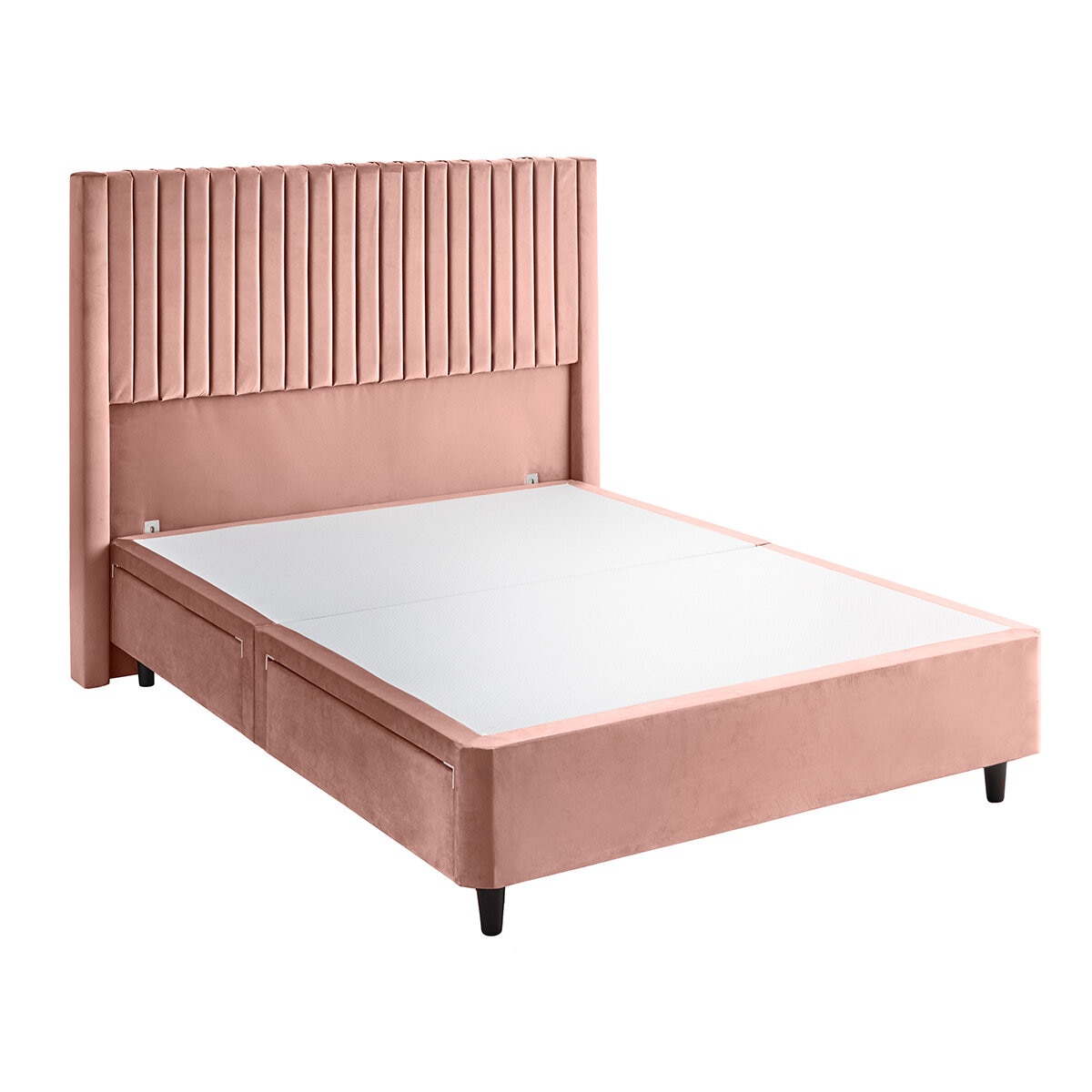 Silentnight Velvet 4 Drawer Divan Base with Slumber Headboard in Dusky Pink & 3 Sizes