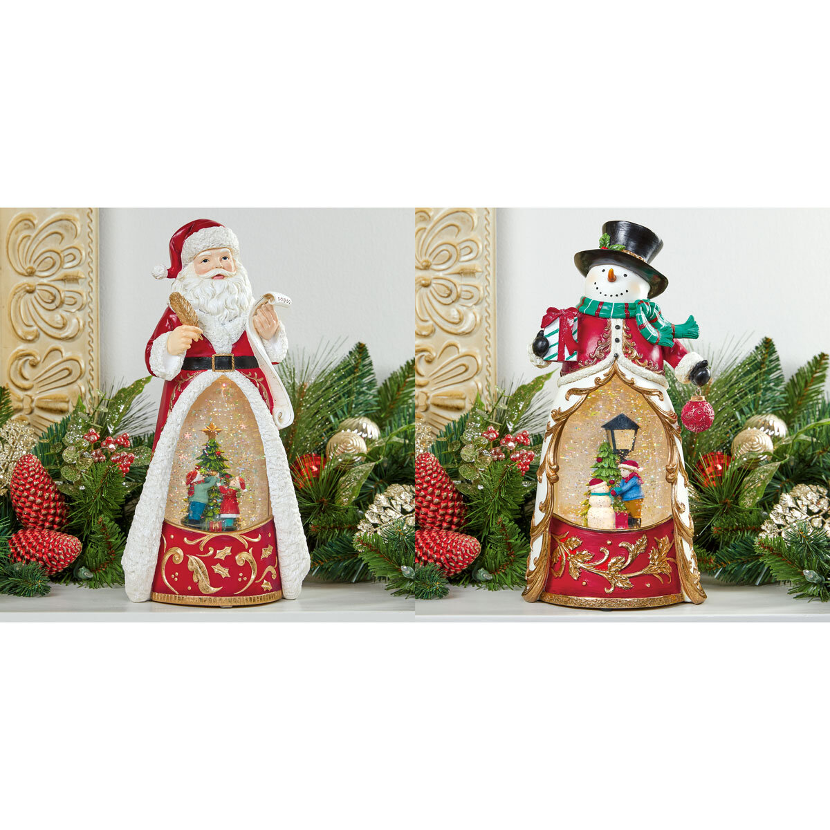 12 Inch (32cm) Santa / Snowman Glitter Globe Tabletop Ornament with LED  Lights & Sounds