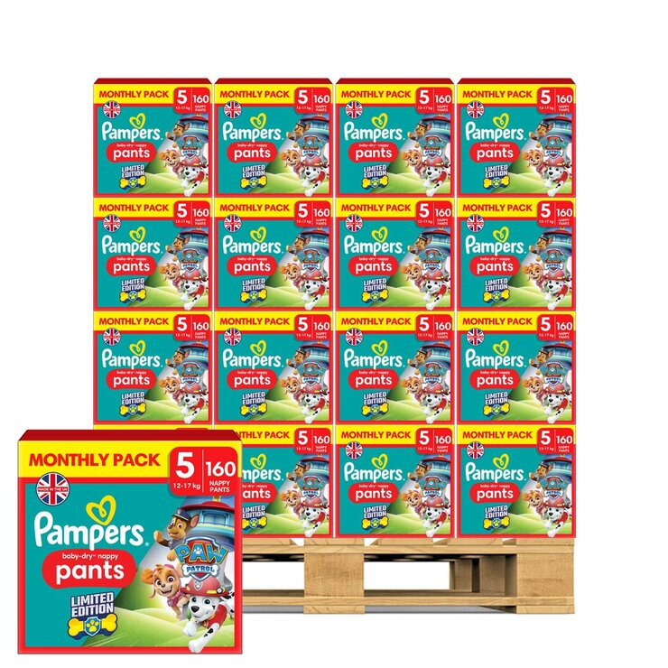 Pampers Paw Patrol Baby Dry Pants Size 5, 32 x 160 Pack Pampers Paw Patrol Baby Dry Pants Size 5, 32 x 160 Pack
