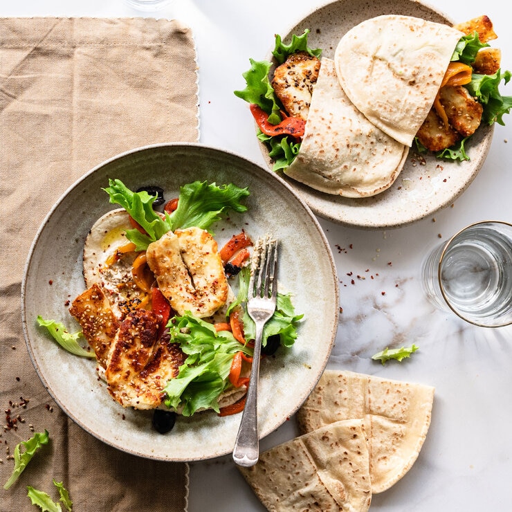 Pitta Bread with Filling on a Plate Pitta Bread with Filling on a Plate
