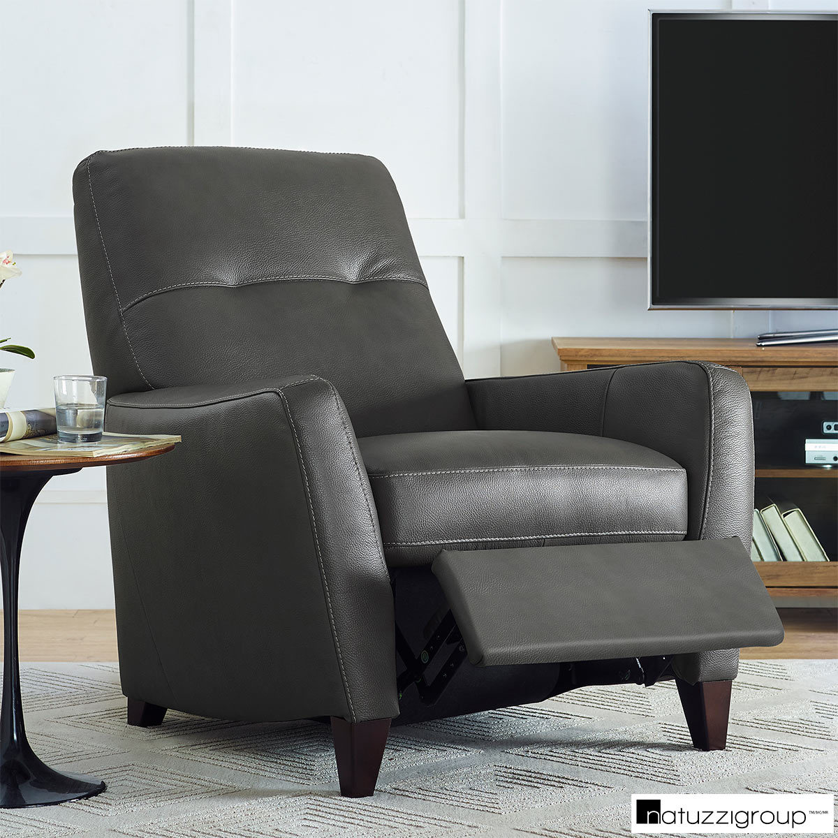 Grey Leather Pushback Recliner Armchair, Leather Chairs Costco